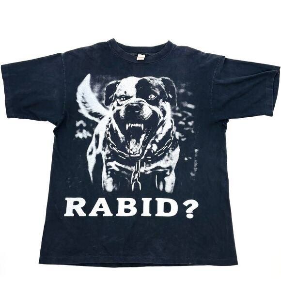 Vintage 90s Rottweiler Dog T Shirt XL “rabbid” Single Stitch Big Graphic Rare